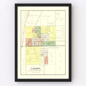 Vintage Map of Camargo, Illinois 1893