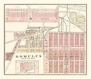 Vintage Map of Romulus, Michigan 1893