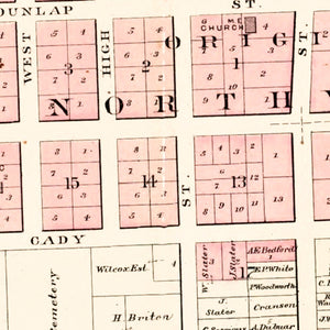 Vintage Map of Northville, Michigan 1893