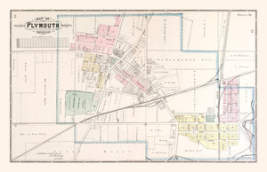 Vintage Map of Plymouth, Michigan 1893