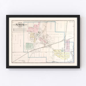 Vintage Map of Plymouth, Michigan 1893