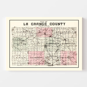 Vintage Map of Lagrange County, Indiana 1893