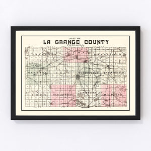 Vintage Map of Lagrange County, Indiana 1893