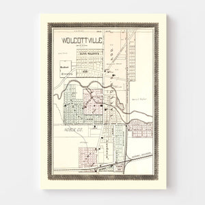 Vintage Map of Wolcottville, Indiana 1893