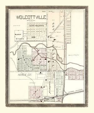 Vintage Map of Wolcottville, Indiana 1893