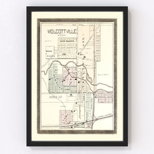 Vintage Map of Wolcottville, Indiana 1893