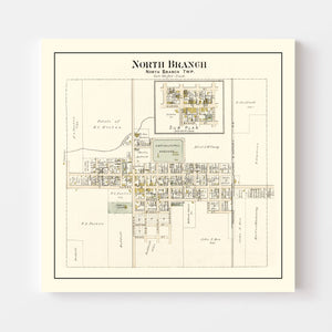 Vintage Map of North Branch, Michigan 1893
