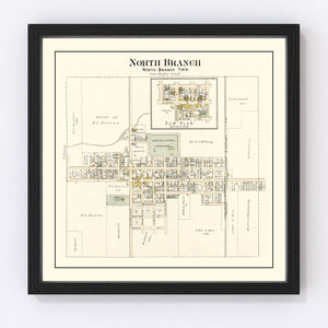 Vintage Map of North Branch, Michigan 1893