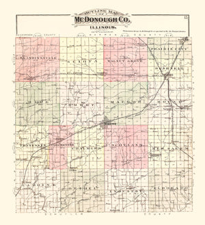 Vintage Map of McDonough County, Illinois 1893