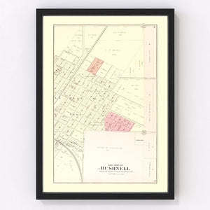 Vintage Map of Bushnell, Illinois 1893
