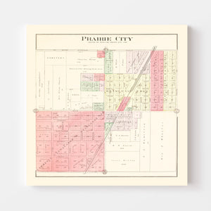 Vintage Map of Prairie City, Illinois 1893