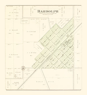Vintage Map of Bardolph, Illinois 1893