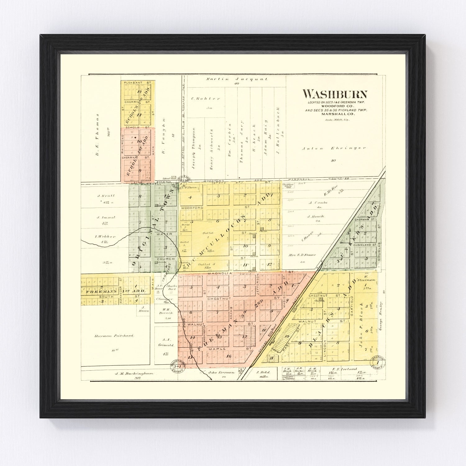Vintage Map of Washburn, Illinois 1893