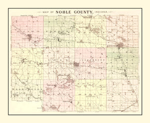 Vintage Map of Noble County, Indiana 1893
