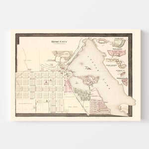 Vintage Map of Rome City, Indiana 1893