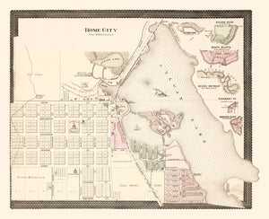 Vintage Map of Rome City, Indiana 1893