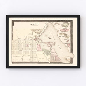 Vintage Map of Rome City, Indiana 1893