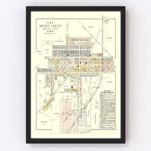 Vintage Map of West Unity, Ohio 1894