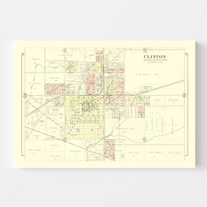 Vintage Map of Clinton, Illinois 1894