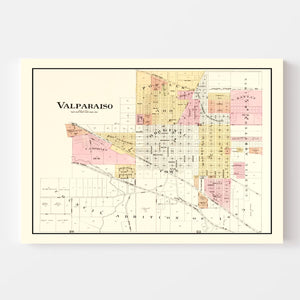 Vintage Map of Valparaiso, Indiana 1895