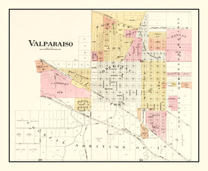 Vintage Map of Valparaiso, Indiana 1895