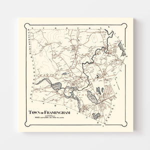 Vintage Map of Framingham, Massachusetts 1895
