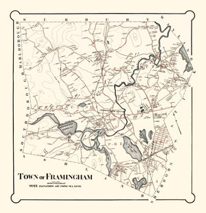 Vintage Map of Framingham, Massachusetts 1895