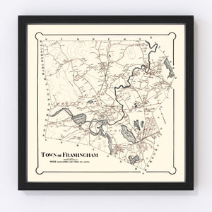 Vintage Map of Framingham, Massachusetts 1895