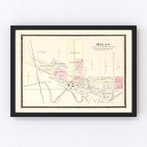 Vintage Map of Milan, Michigan 1895