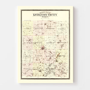 Vintage Map of Livingston County, Michigan 1895