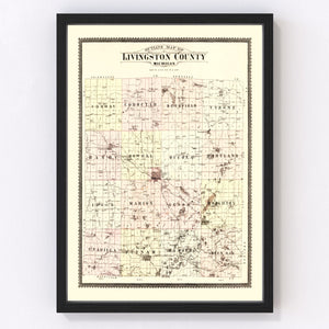 Vintage Map of Livingston County, Michigan 1895