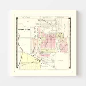 Vintage Map of Fowlerville, Michigan 1895