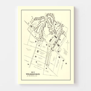 Vintage Map of Wilberforce, Ohio 1896