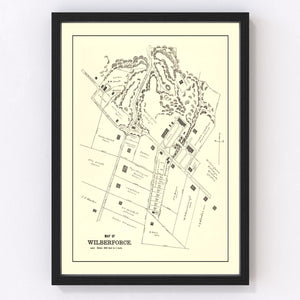 Vintage Map of Wilberforce, Ohio 1896