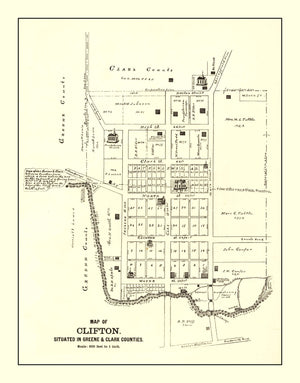Vintage Map of Clifton, Ohio 1896