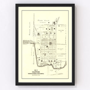 Vintage Map of Clifton, Ohio 1896