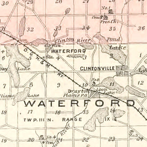 Vintage Map of Oakland County, Michigan 1896
