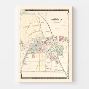Vintage Map of Birmingham, Michigan 1896