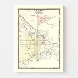 Vintage Map of Rochester, Michigan 1896