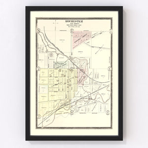 Vintage Map of Rochester, Michigan 1896