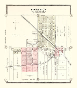 Vintage Map of South Lyon, Michigan 1896