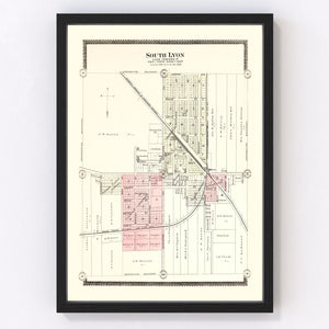 Vintage Map of South Lyon, Michigan 1896