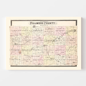 Vintage Map of Fillmore County, Illinois 1896