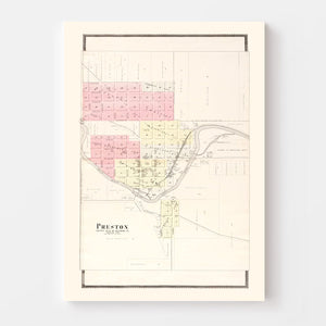 Vintage Map of Preston, Minnesota 1896