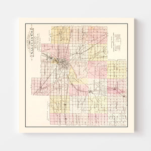 Vintage Map of Saginaw County, Michigan 1896