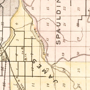 Vintage Map of Saginaw County, Michigan 1896