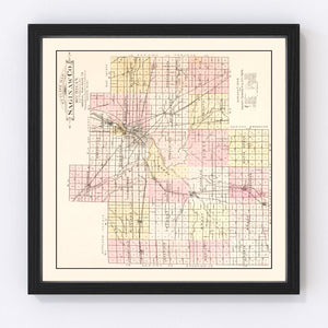 Vintage Map of Saginaw County, Michigan 1896