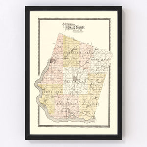 Vintage Map of Howard County, Missouri 1897