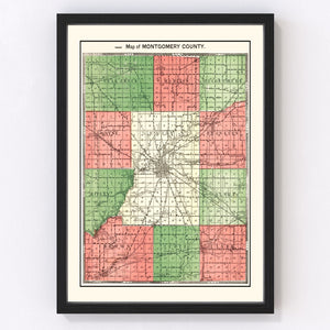 Vintage Map of Montgomery County, Indiana 1898