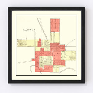 Vintage Map of Ladoga, Indiana 1898